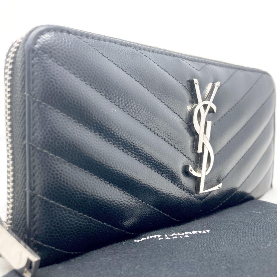 極美品】SAINT LAURENT サンローラン 長財布 ラウンドジップ キャビア