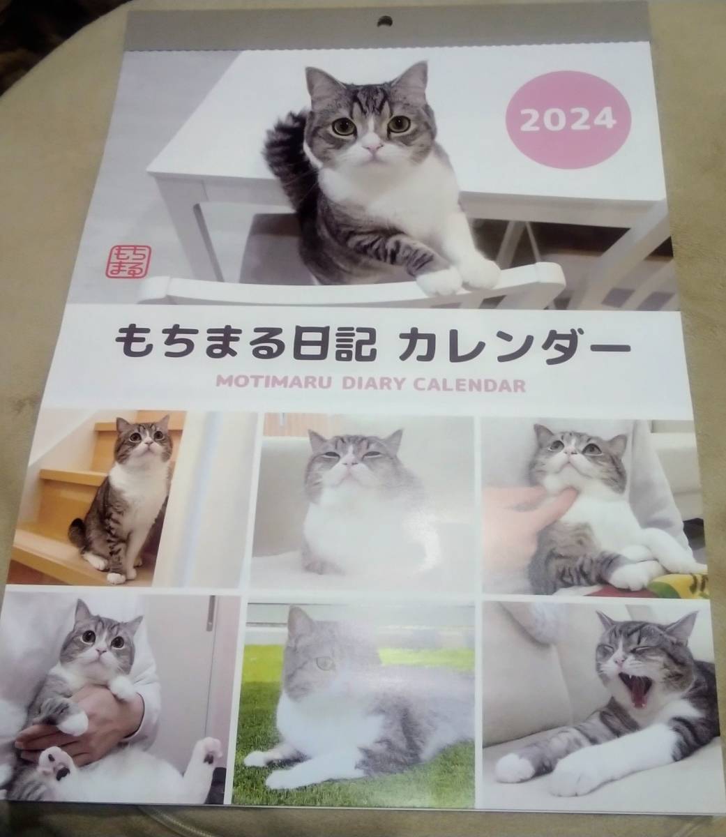 もちまる　DAISO　壁掛けカレンダー　大　2024年　新品　未使用　猫　もち様　ダイソー　肉球　もちまる日記_画像1