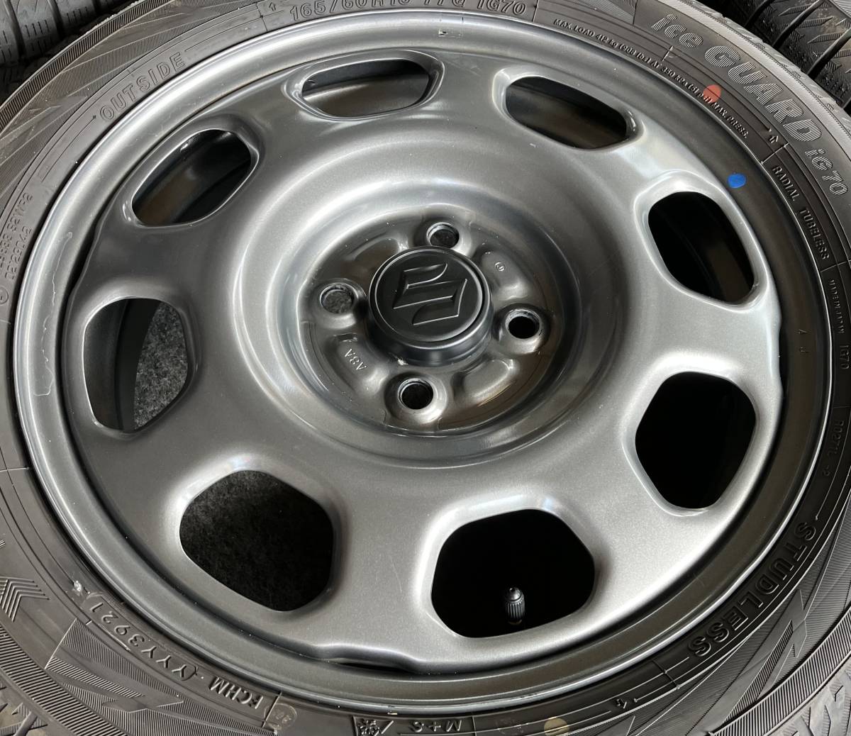 スズキ純正ハスラー 165/60R15 YOKOHAMA iceGUARD iG70 2021年製 4本 ガンメタ_画像4