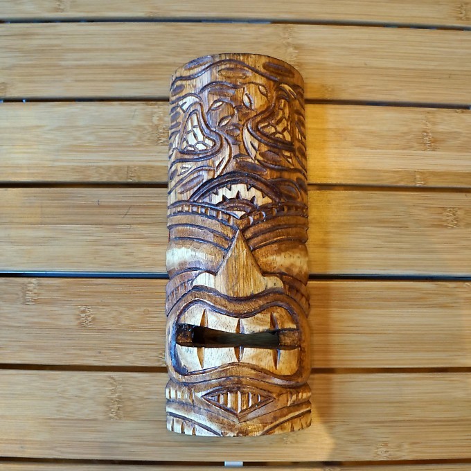 ハワイ 木製 手彫り Tiki (ティキ) 壁掛け像 Hawaii ハワイ雑貨 アメリカ雑貨 アジアン雑貨 アンティーク_画像1