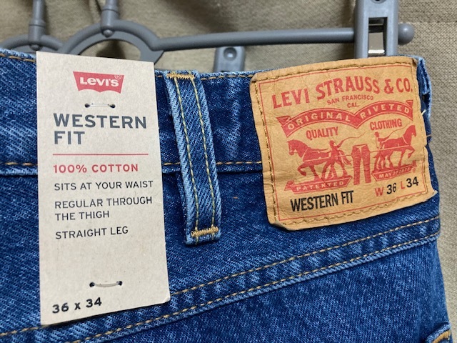 希少●米国流通モデル新品W36・L34●リーバイス「WESTERN FIT」ストーンウォッシュ＊カウボーイ向けジーンズ、517に近いシルエット　LEVI'S_紙製パッチ付き、WESTERN FITの表記