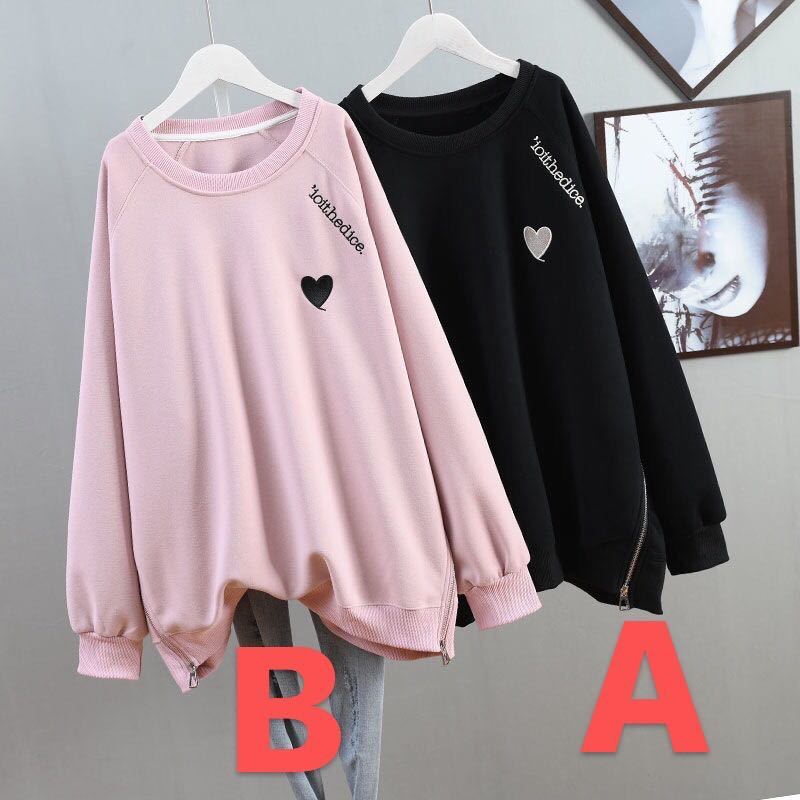  sweatshirt lady's spring autumn autumn clothes spring clothes thin . tops easy large size pretty ound-necked long sleeve casual LUEA182(2 color M-4XL)