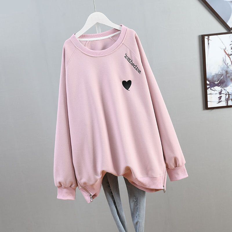  sweatshirt lady's spring autumn autumn clothes spring clothes thin . tops easy large size pretty ound-necked long sleeve casual LUEA182(2 color M-4XL)