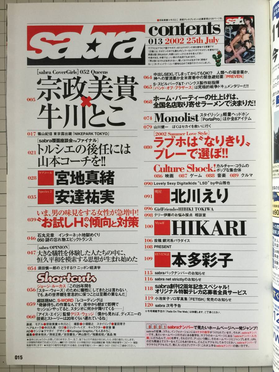 sabra　サブラ　2002年7月 宗政美貴、牛川とこ、安達祐実、宮地真緒、北川えり、本多彩子、他_画像5