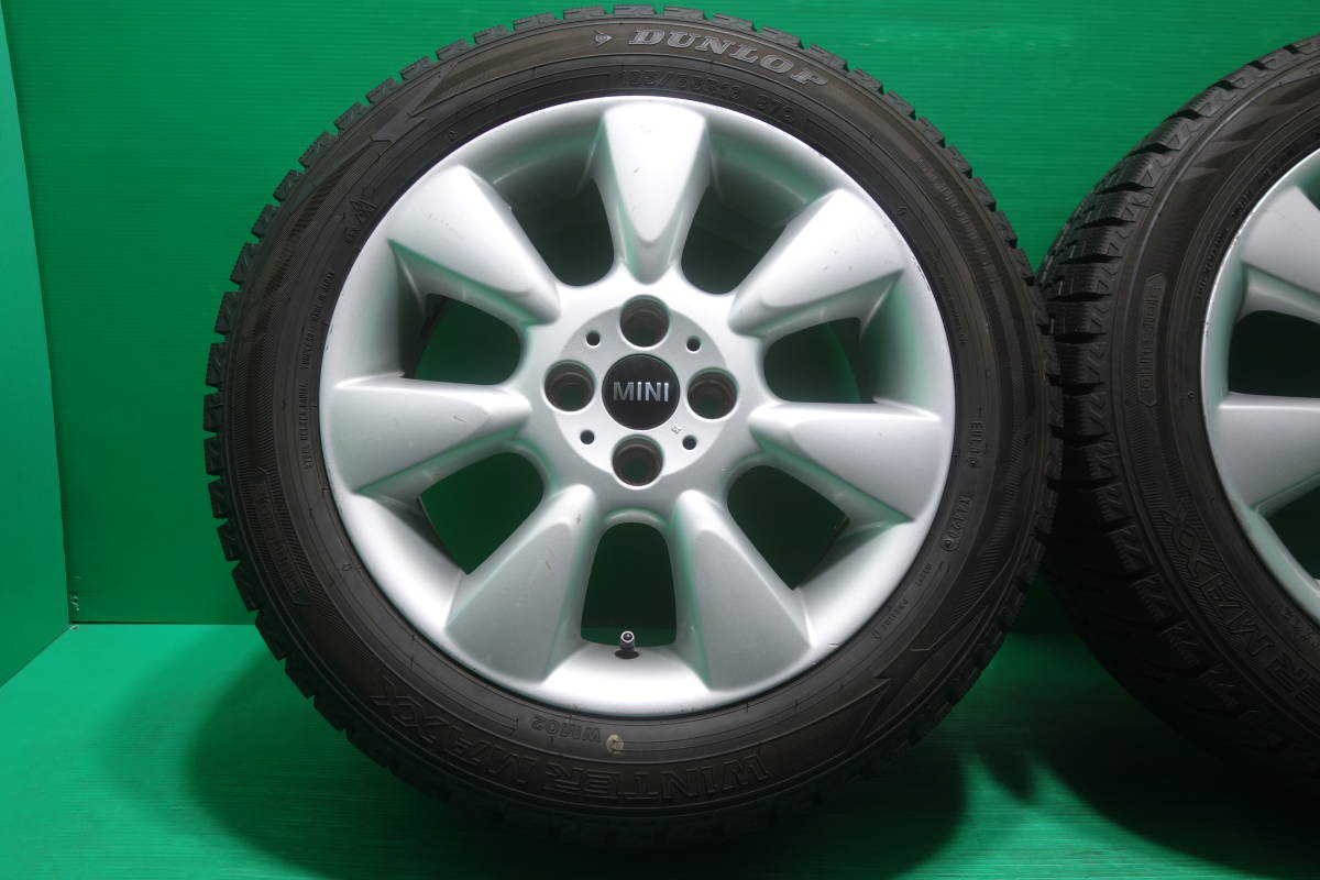 L40-20 送料無料 195/55R16 スタッドレス 4本セット ダンロップ WINTER MAXX WM02 8分山 溝たっぷり ミニ MINI純正 6.5J +48 PCD100 4H_画像2