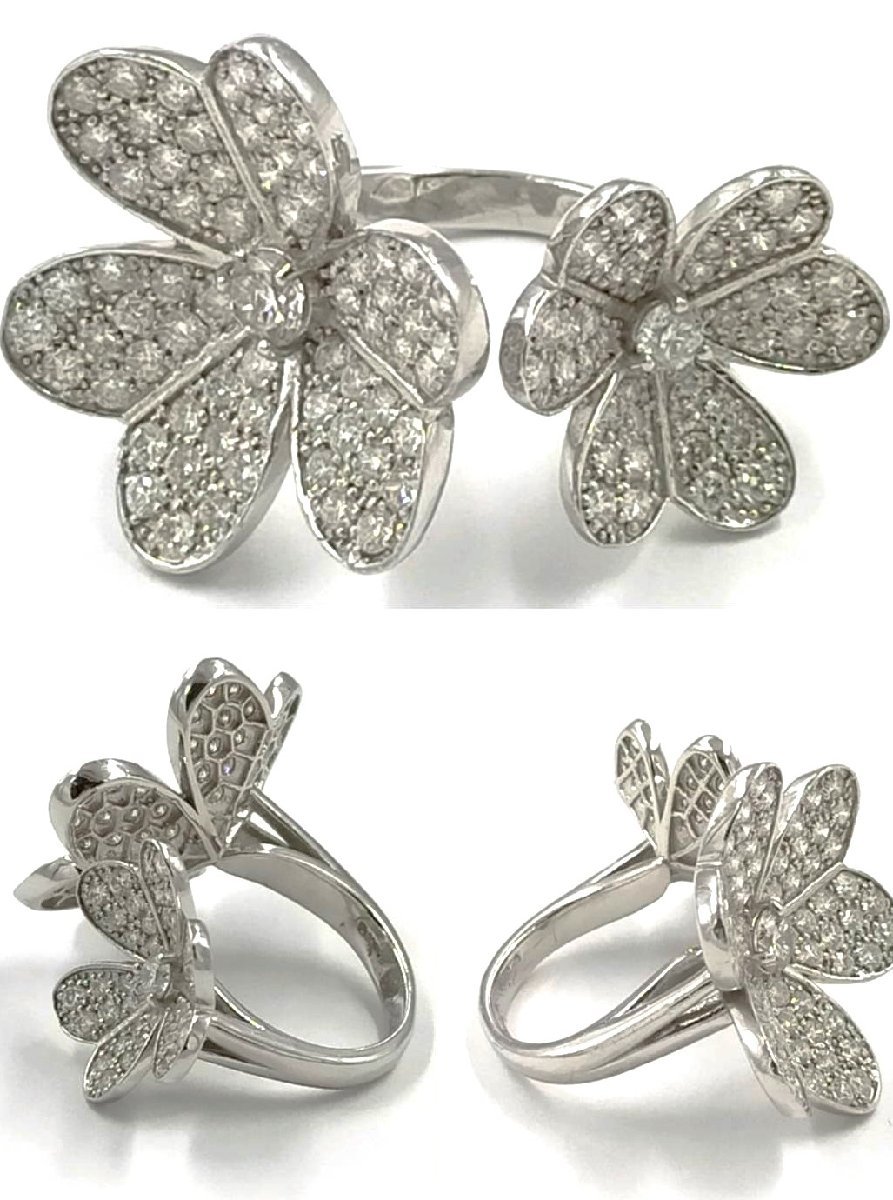 【鑑別書付き】ダイヤモンドリング　花モチーフ　Pt:900 Ri:13.0g D:2.20　指輪　プラチナ　P1033_花モチーフの指輪です