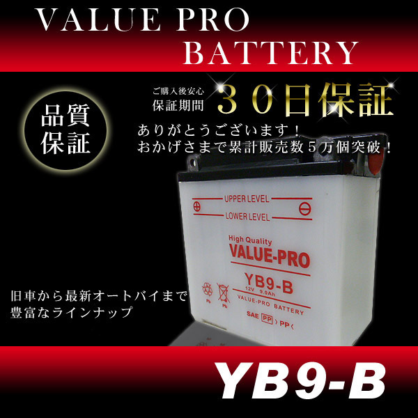 YB9-B 開放型バッテリー ValuePro / 互換 FB9-B CB125T[JC06] CBX125F[JC11 JC12] CB250RS CB250RS-Z[MC02/10]_画像2