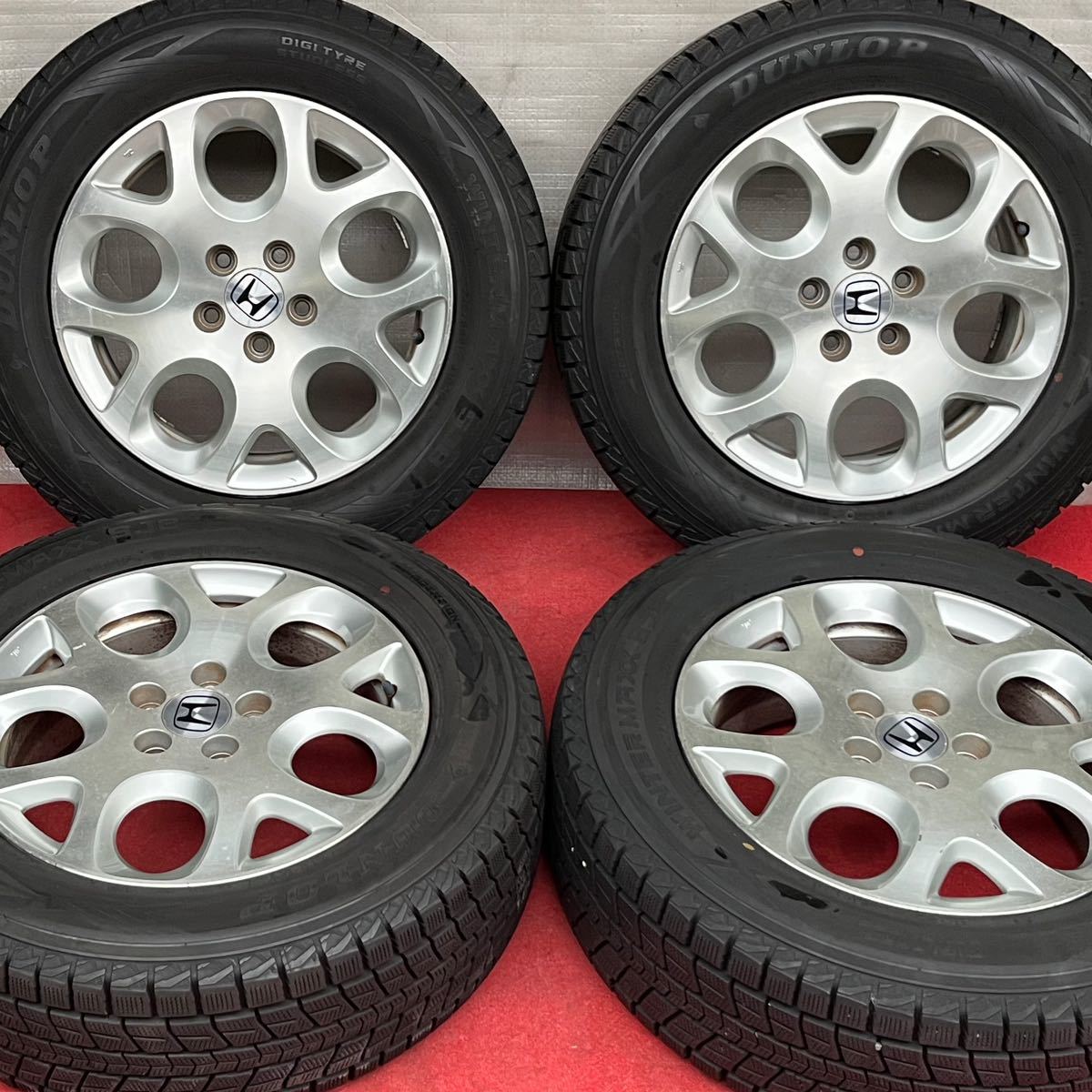 9.5分山。HONDA ホンダ CR-V純正17インチ×6.5J＋50 PCD114.3/5穴DUNLOP 225/65R17スタッドレス4本。エリシオンオデッセイ クロスロード等_画像1