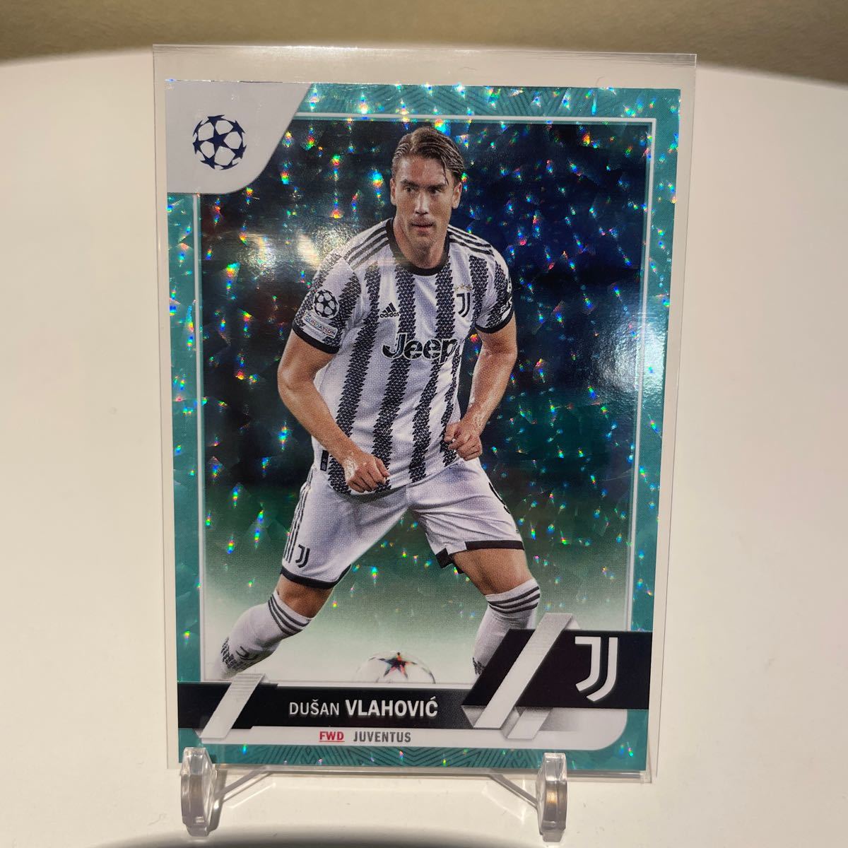 2022-23 Topps UEFA Club Competitions Icy Aqua Foil /399 #75 Dusan Vlahovic Juventus soccer トレカ_画像1