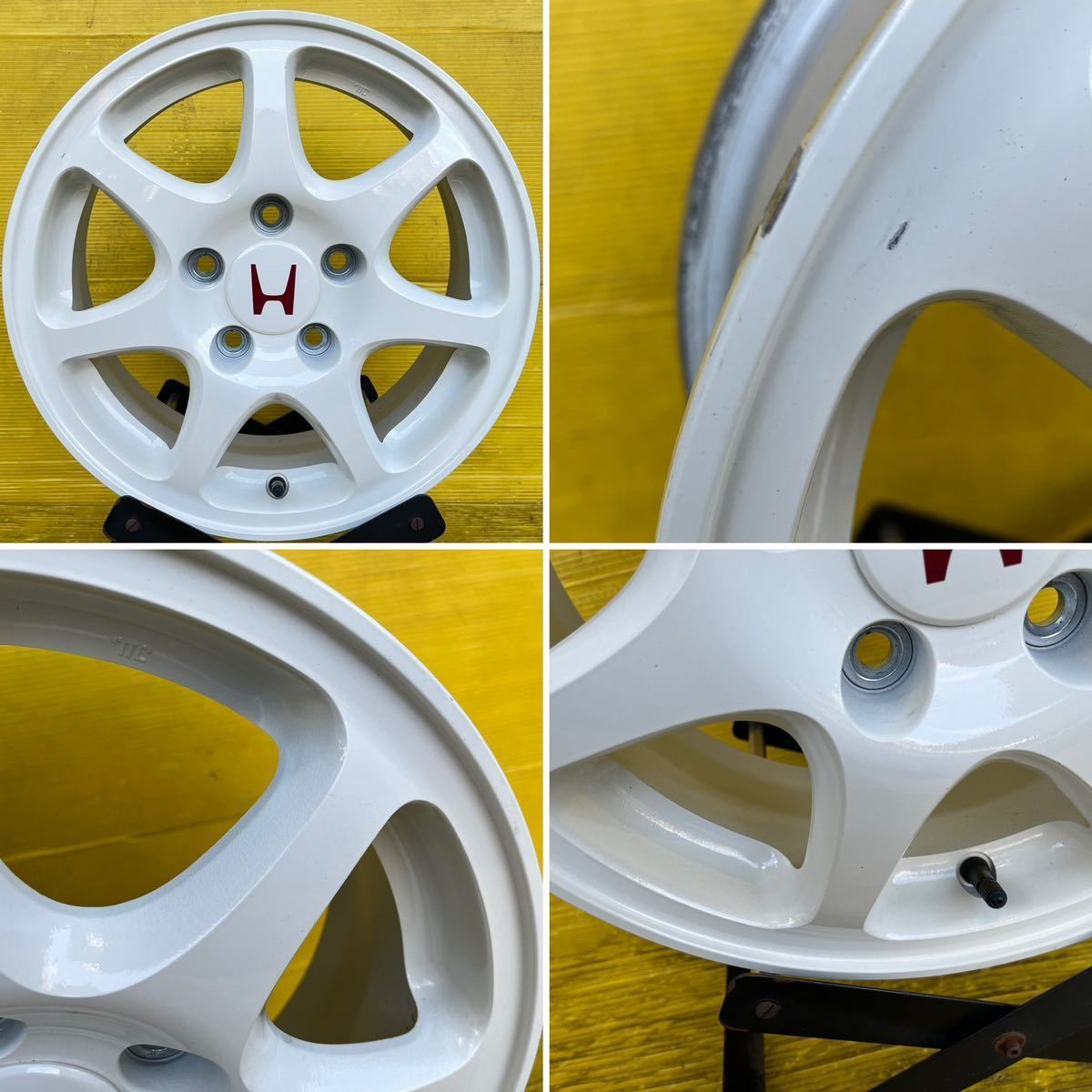 【希少】HONDA ホンダ シビック EK9 タイプR 純正ホイール 15インチ 6J +50 114.3/5穴 白 ホワイト ENKEI製 純正流用等 4本 オ_画像7