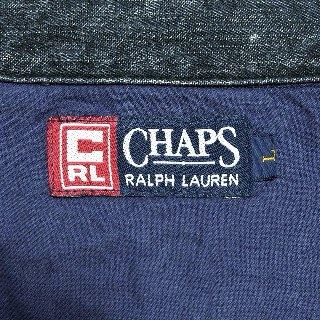 L 美品 CHAPS チャップス ラルフローレン デニム シャツ ジャケットRALPH LAUREN LL オーバー ビッグ ボックス ワイド ゆるだぼ US 古着_画像4