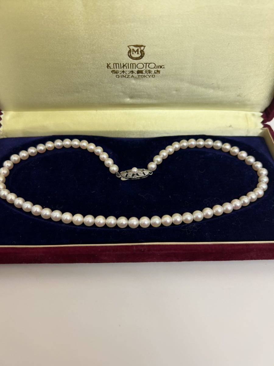 MIKIMOTO ミキモト パールネックレス 真珠 SILVER 約40cm_画像1