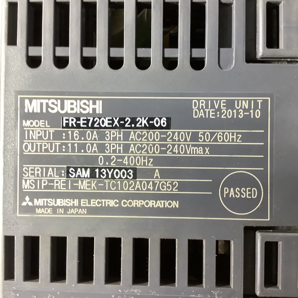 三菱 MITSUBISHI インバーター FRー E720 EXー2、2kー06 中古品一般的な通電までです。動作は未確認です。_画像3