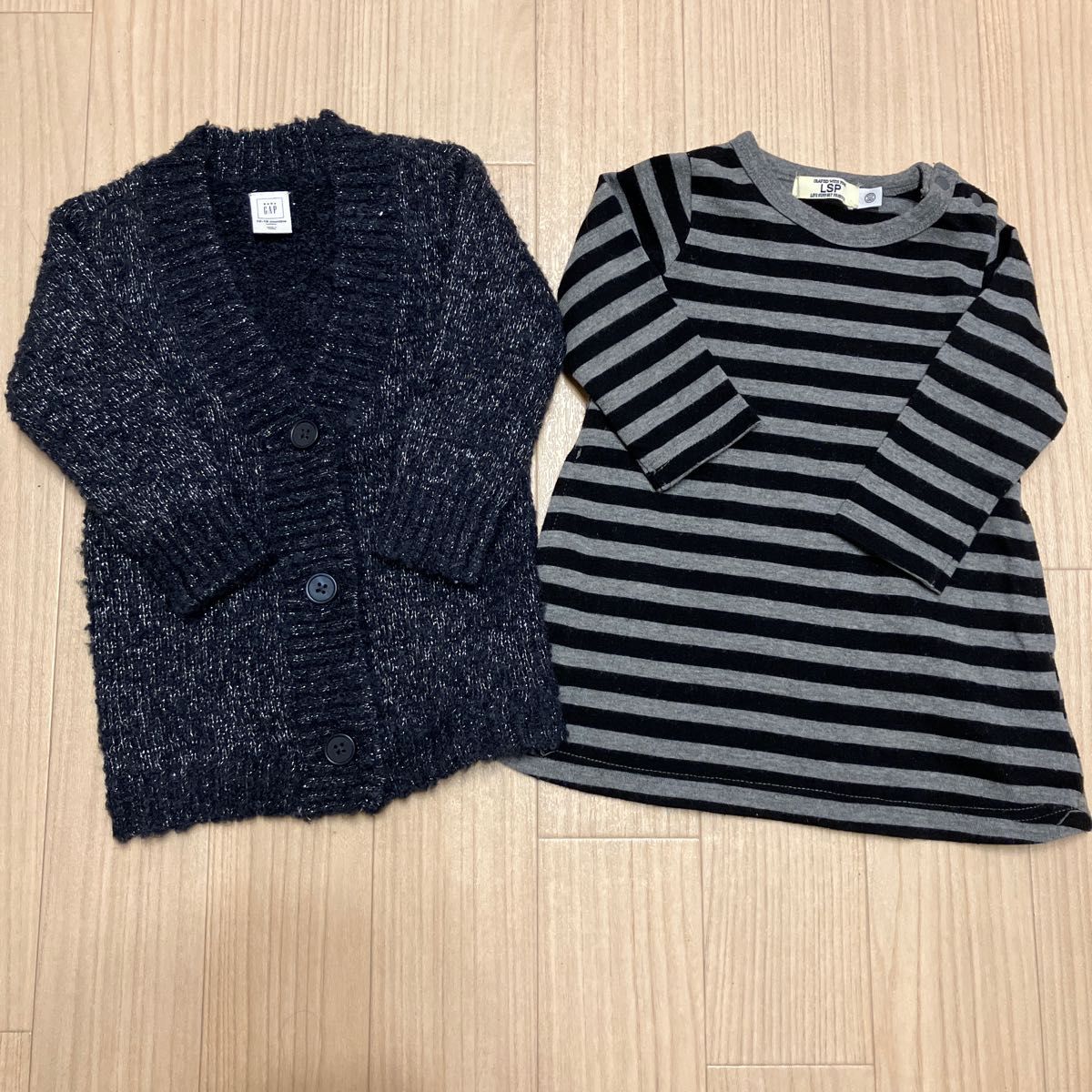 baby gap マーキーズ　ニットカーディガン　ボーダー　ワンピース　　長袖　秋冬　80  ２点セット