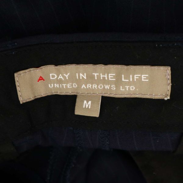 A DAY IN THE LIFE ユナイテッドアローズ 通年 ストライプ★ タック入り テーパード スラックス パンツ Sz.M　メンズ 紺　C3B04092_A#R_画像8