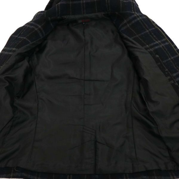 MK HOMME Michel Klein Homme autumn winter melt n wool * Zip check duffle coat Sz.46 men's navy C3T09995_B#N