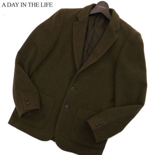 A DAY IN THE LIFE ユナイテッドアローズ 秋冬 メルトンウール混★ 2B アンコン テーラード ジャケット Sz.S　メンズ 茶色系　C3T09984_B#N_画像1