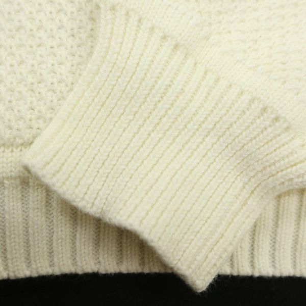 MK HOMME Michel Klein Homme autumn winter panel border * Ⅴ neck cotton knitted sweater Sz.48 men's white × yellow color C3T10288_B#K