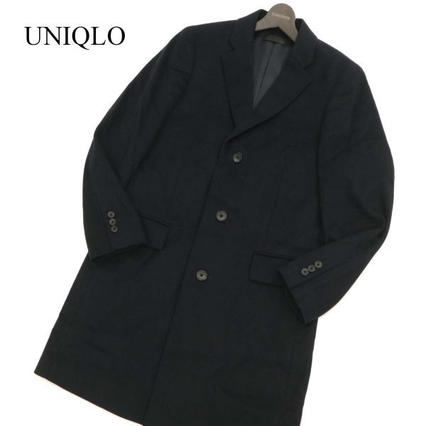 UNIQLO ユニクロ 秋冬 ウール カシミヤ★ チェスター コート Sz.S　メンズ ネイビー　C3T10640_B#N_画像1