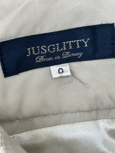 (I09389) ジャスグリッティー JUSGLITTY レースボンディングタイトスカート 0 オフホワイト 21SS 定価￥19,800_画像3