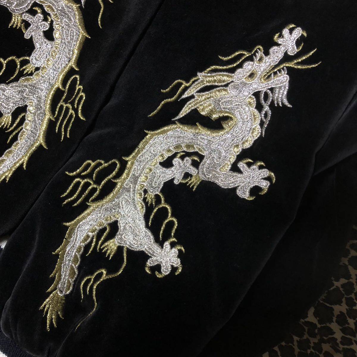 90's kei-sing 別珍 竹虎 刺繍 龍 スカジャン L 黒 ベロア ケイシン 90年代 虎 タイガー kei.sing souvenir jacket sukajan tiger doragon_画像6