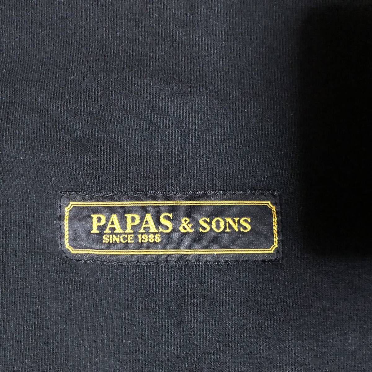 PAPAS&SONS スウェット フルジップ カーディガン ブラック Lサイズ(大きめ) PAPAS_画像3