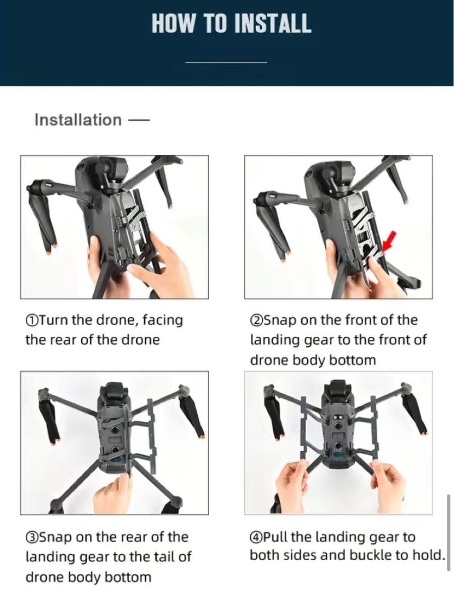 折りたたみ着陸装置 DJI Mavic 3/3 クラシック拡張着陸装置キットクイックリリース拡張脚ドローンアクセサリーグレー