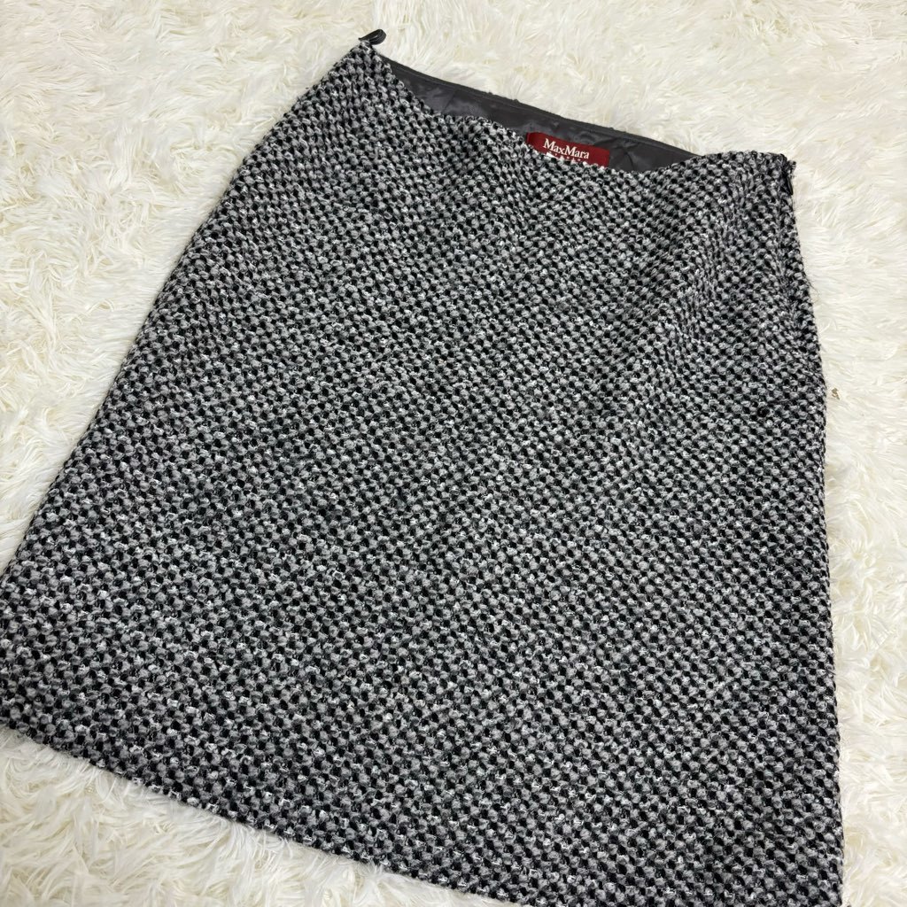 １円〜　MAX MARA　マックスマーラ　グレー　総柄　サイズ３８　ウール　台形スカート　スカート_画像3