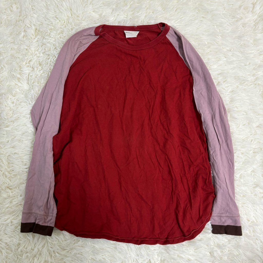 １円〜　DRIES VAN NOTEN　ドリスヴァンノッテン　カットソー　長袖Tシャツ　ロンT　レッド　バイカラー　コットン　3751-7103 ライカ_画像1