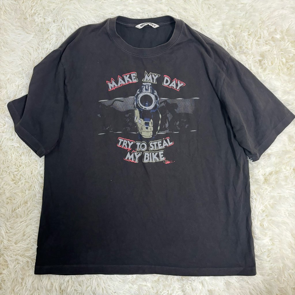 １円〜　M.P STUDIOS　MASONPRINCE　メゾンプリンス　Tシャツ　カットソー　ブラック　サイズ１　ハーレーダビッドソン　８０sモチーフ_画像1