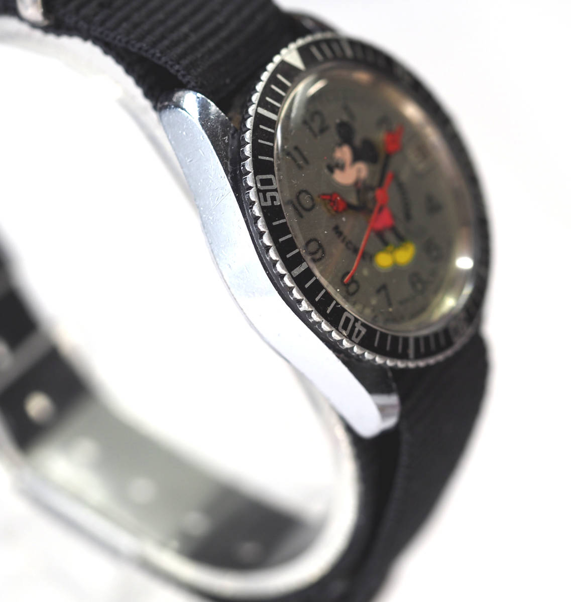 整備済 希少稼働 ミッキーマウス ダイバーズウォッチ 1970年代 機械式手巻き 腕時計 ベルト新品 ダイバー BRADLEY ブラッドレイ ディズニーの画像5