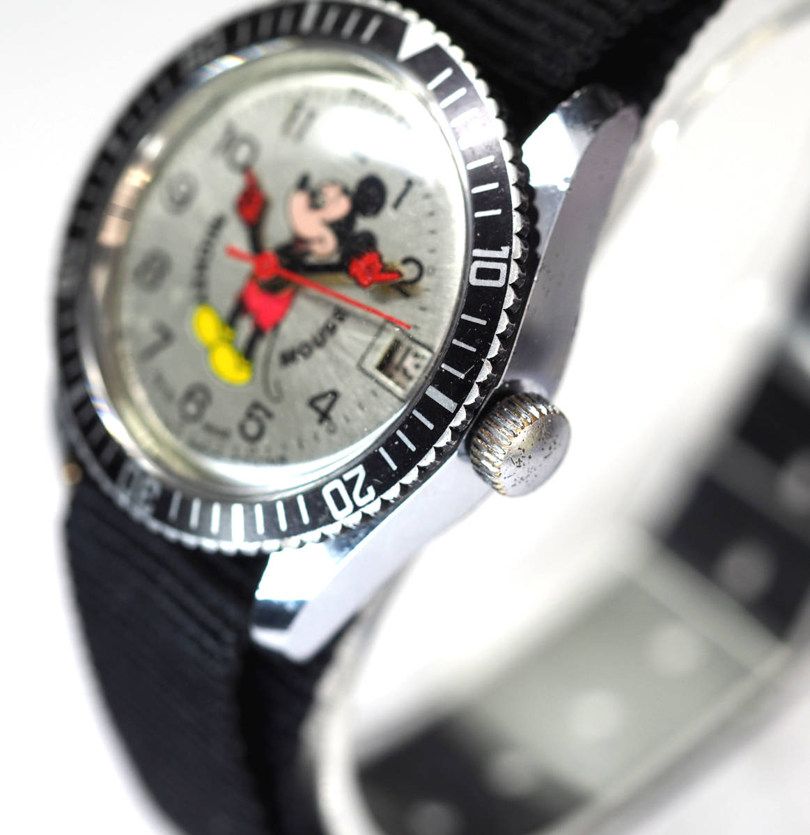 整備済 希少稼働 ミッキーマウス ダイバーズウォッチ 1970年代 機械式手巻き 腕時計 ベルト新品 ダイバー BRADLEY ブラッドレイ ディズニーの画像4