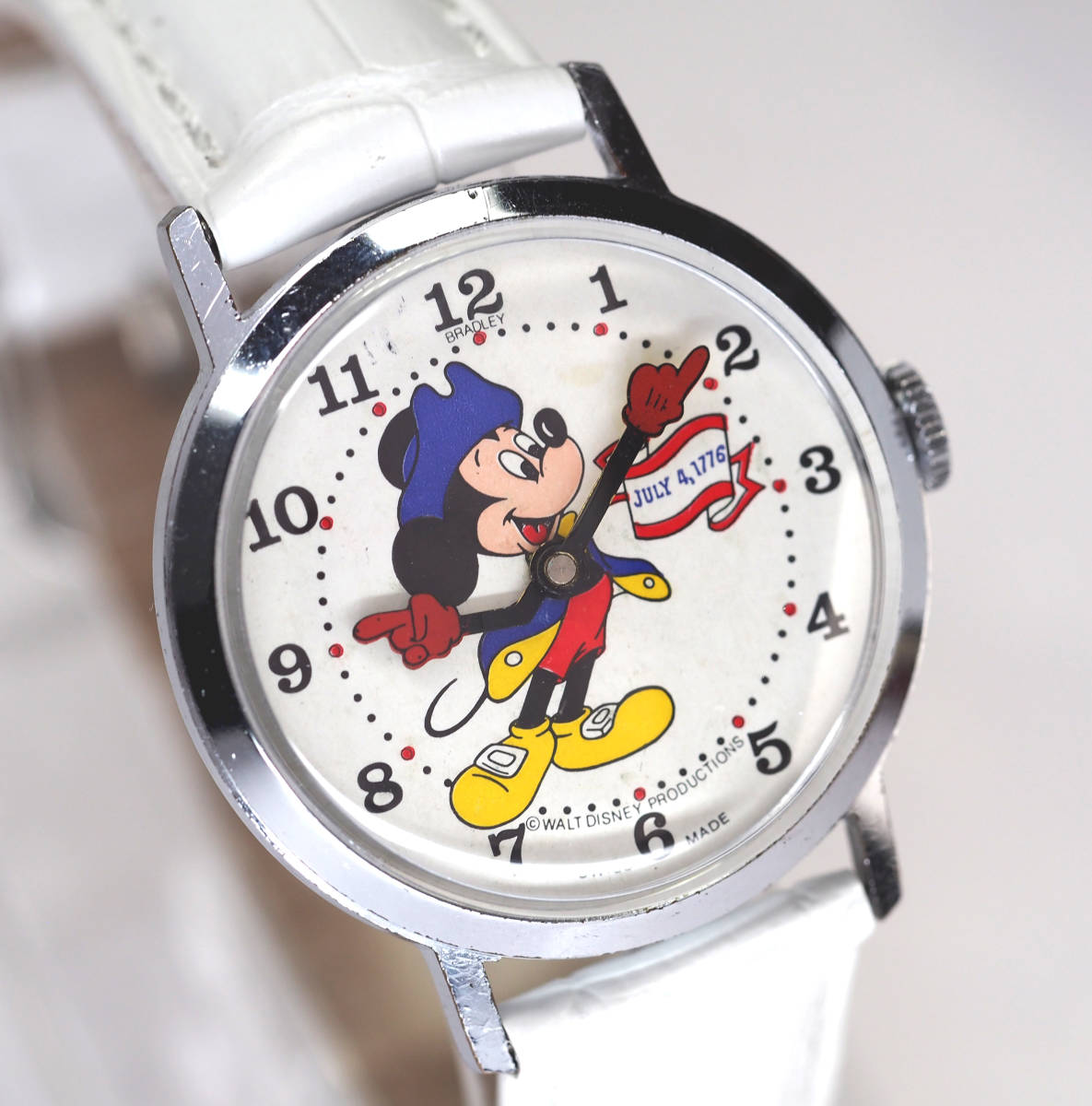整備済 稼働 ミッキーマウス 独立記念 200周年 1970年代 BRADLEY 機械式手巻き 腕時計 ベルト新品 ディズニー ブラッドレイ ブラッドリー_画像2