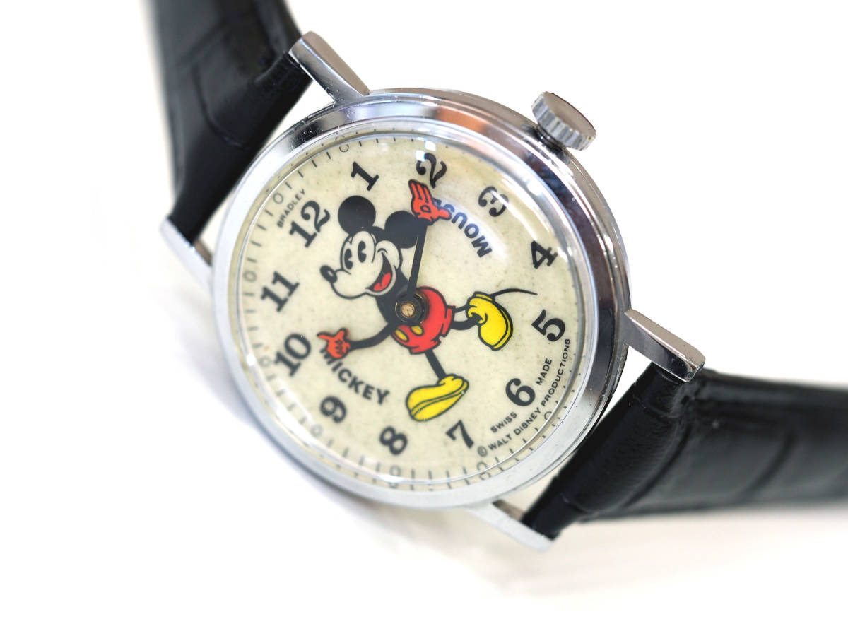 整備済 動作稼働 ミッキーマウス 1970年代 機械式手巻き 腕時計 新品ベルト BRADLEY ブラッドレイ ブラッドリー ディズニー Mickey Mouse_画像10