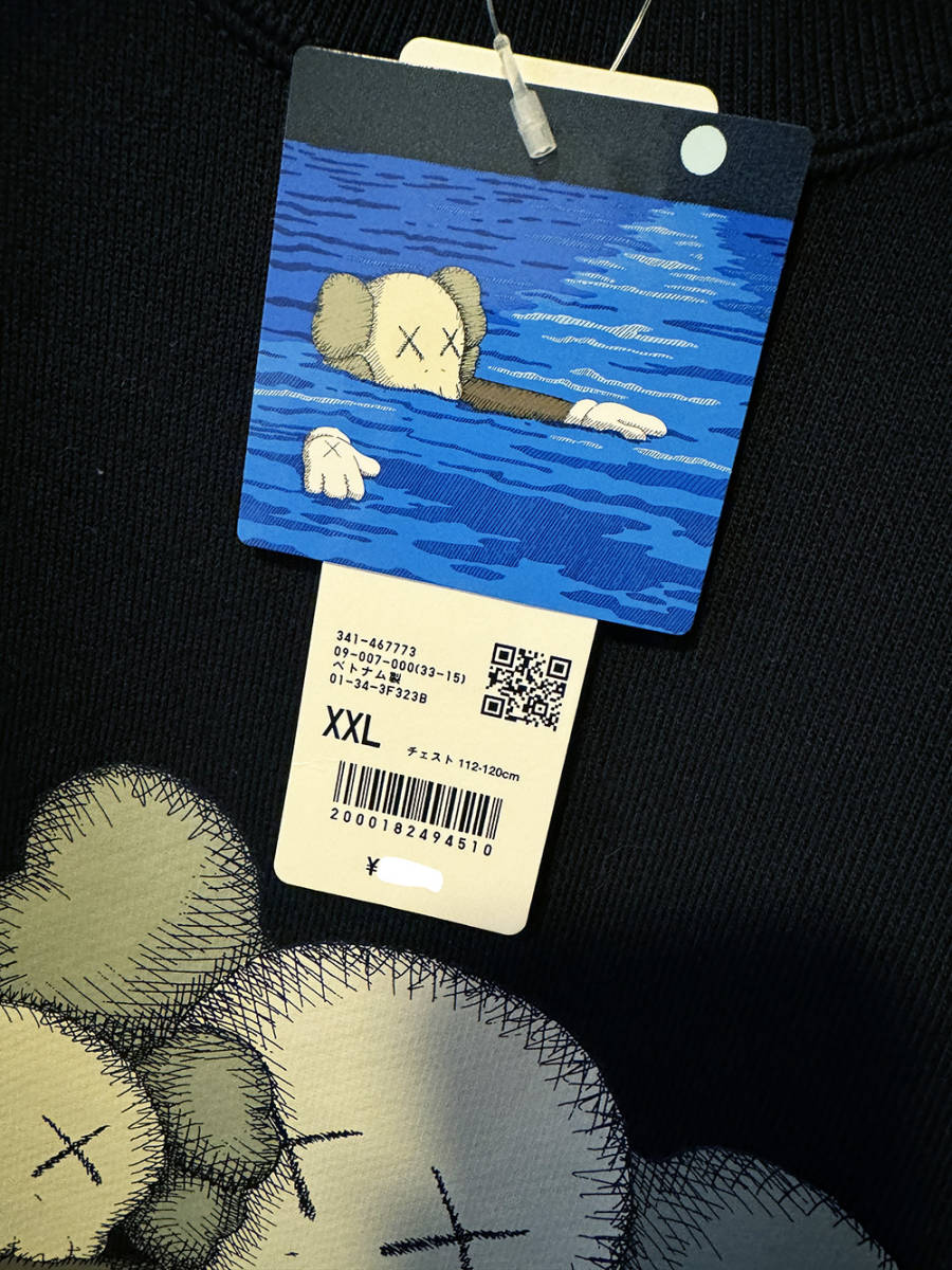 UNIQLO KAWS SWEAT XXL BLACK ユニクロ カウズ コラボ スエット ブラック_画像3