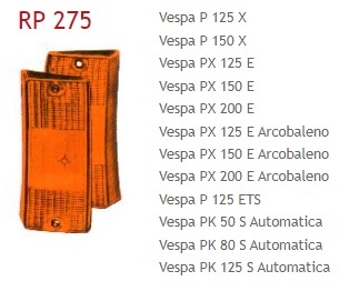 Flli BOSATA неоригинальный RP275 указатель поворота ( линзы ) Vespa P/PX левый правый передний оранжевый (24647)