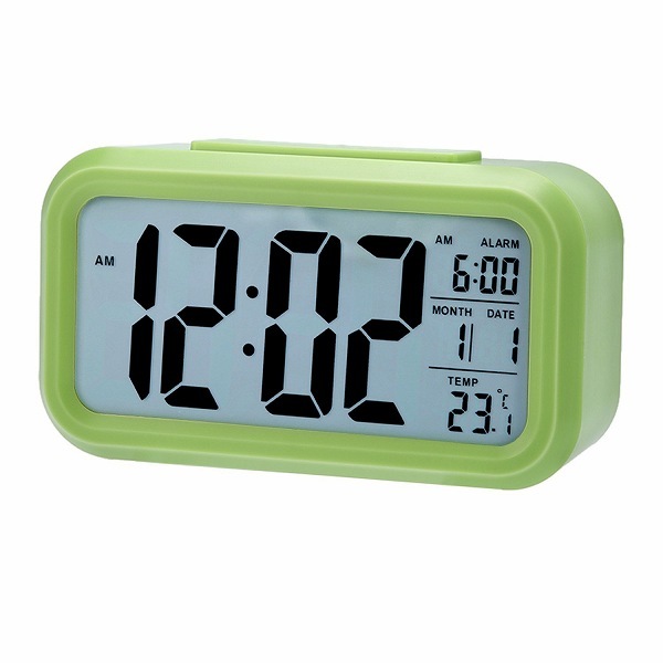 「a0s-a2」 デジタル 目覚まし時計 (グリーン) シンプル 見やすい バックライト スヌーズ 大音量 温度計_画像1