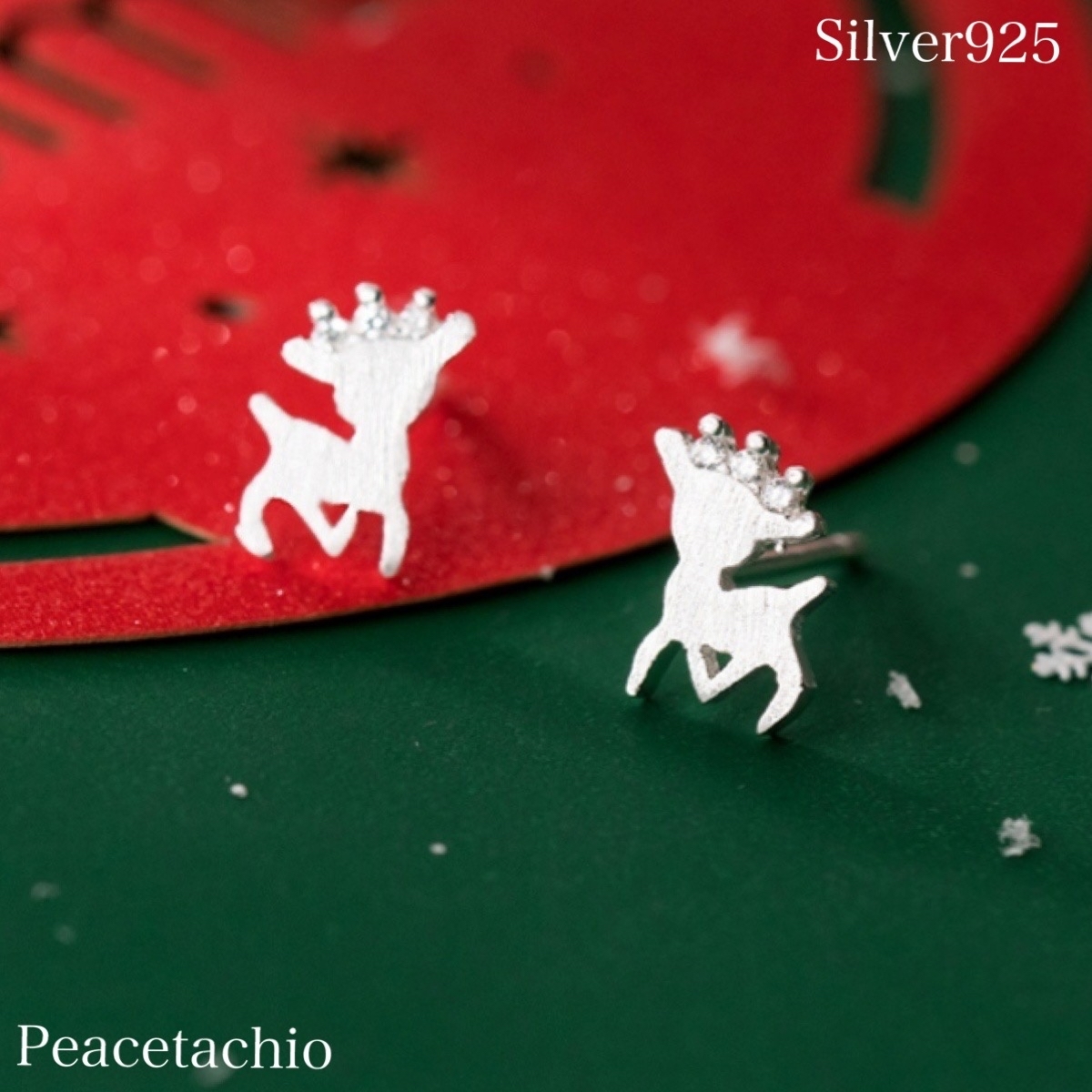 ピアス シルバー925 Silver925 金属アレルギー対応 トナカイ クリスマス プレゼント ギフト _画像1