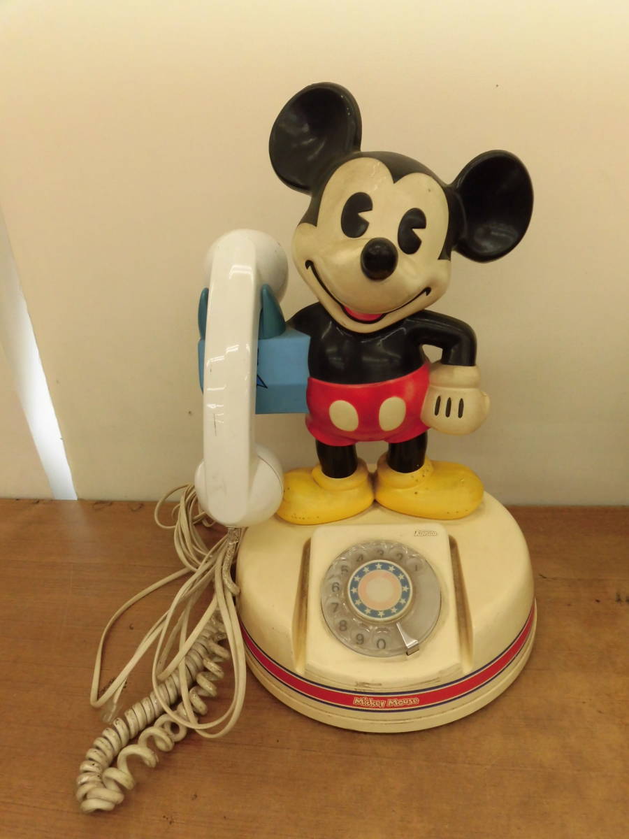  Showa Retro god rice field communication Mickey Mouse dial type telephone machine Vintage antique goods display 