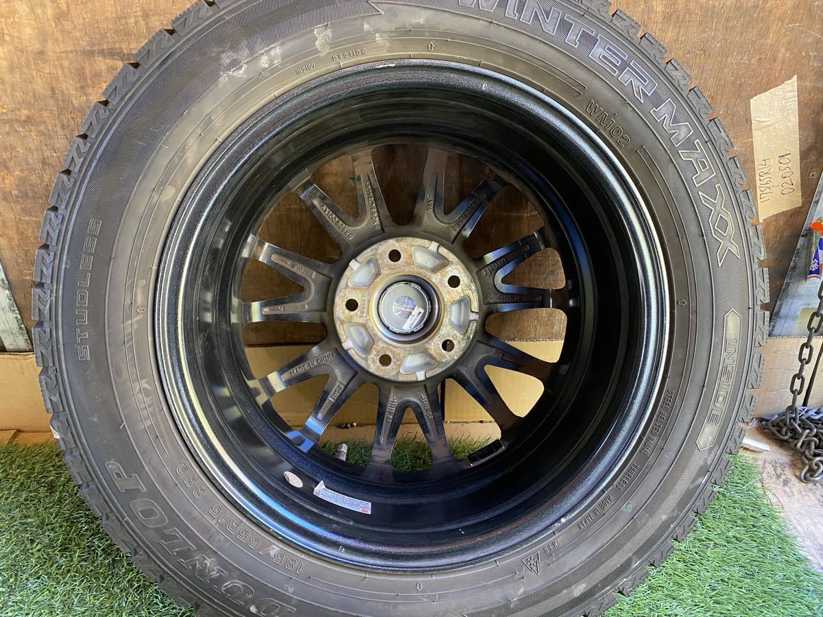 185/65R15 88Q DUNLOP WINTER MAXX 2020年製　スタッドレス バリ山4本セット　16x6J ET 53 PCD 114.3 5H エスクァイア フリード ノア等_画像7