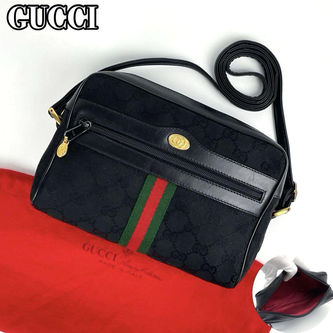 美品 GUCCI グッチ ショルダーバッグ GGキャンバス シェリーライン