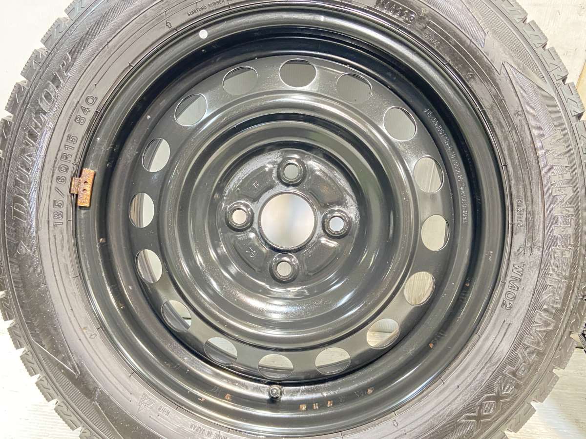 中古タイヤ スタッドレスタイヤ ホイールセット 4本セット 185/60R15 トヨタ純正 15x5.5 100-4穴 ダンロップ ウィンターマックス WM02_画像6