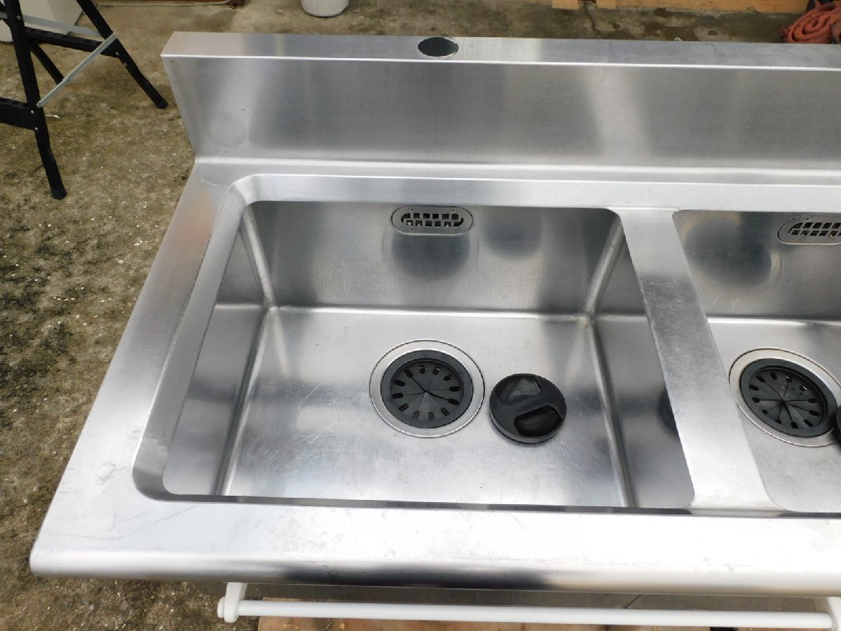 引取歓迎-大阪泉南】業務用 大型3槽シンク W180×D61×H115cm 水 引取歓迎-大阪泉南】業務用 大型3槽シンク W180×D61×H115cm 水