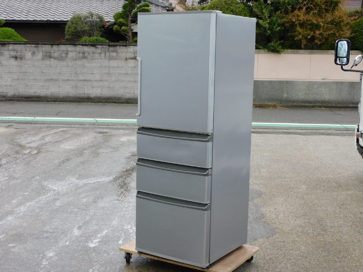 【正常動作品】アクア 4ドア冷蔵庫 AQR-361F シルバー 360L 17年 大型 中古 手動製氷 清掃済み 家庭用 使用感あり