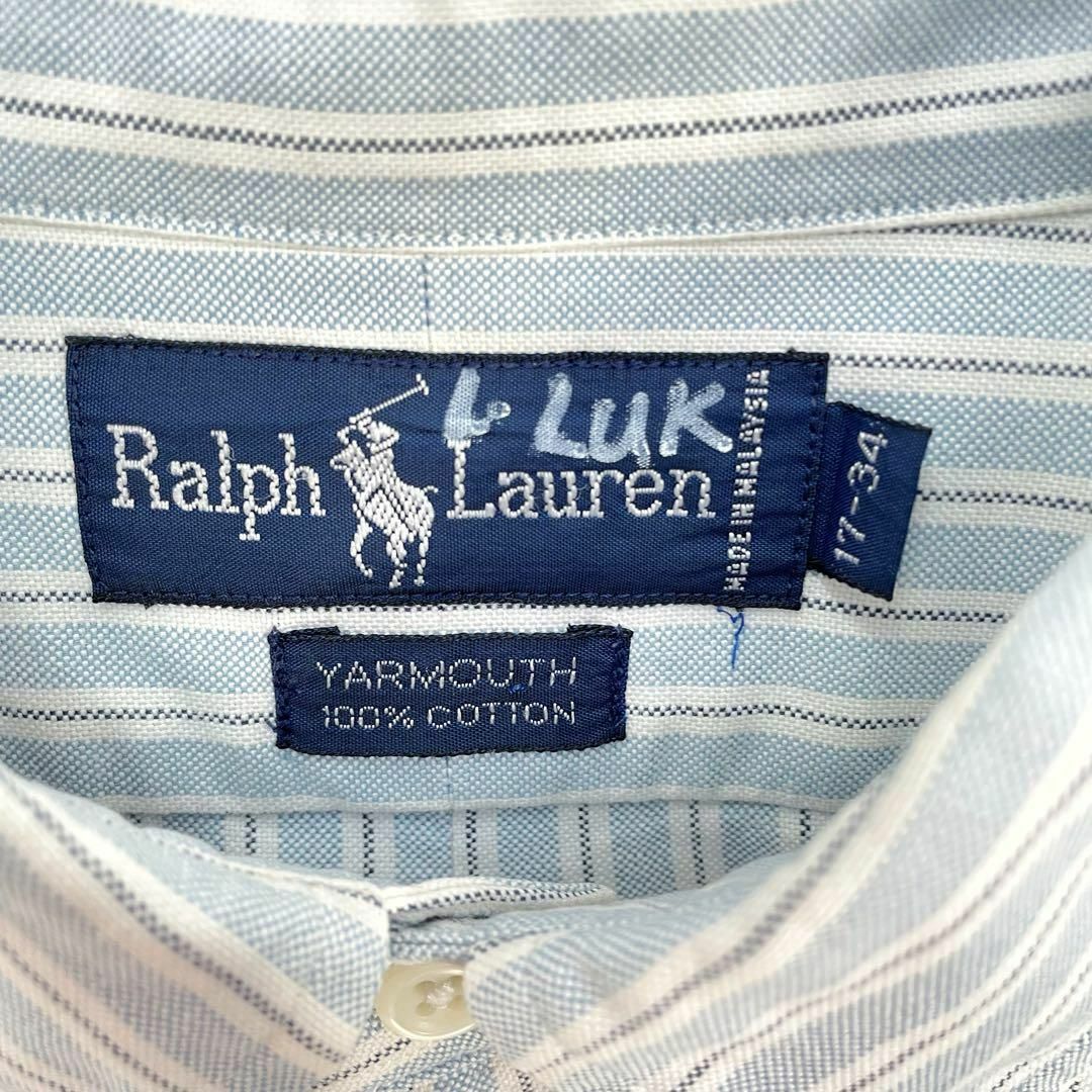 ビッグサイズ　ポロラルフローレン　ストライプ　ボタンダウン　ポニー　長袖シャツ　メンズ　17-34　XL～2XL相当　Polo Ralph Lauren