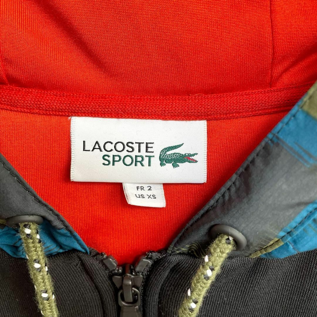 美品　ラコステ　裏起毛　カモフラ　ジップアップ　ワニロゴ　スウェットフーディー　メンズ　US Sサイズ　LACOSTE