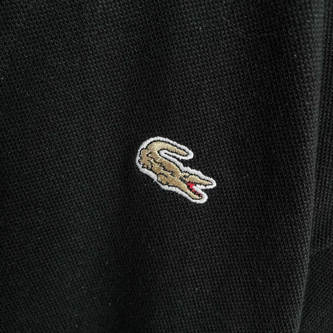 【限定品】ラコステ　レアワニ　金ワニ　ラメ混　鹿の子　半袖ポロシャツ　黒　メンズ　3=Mサイズ相当　LACOSTE