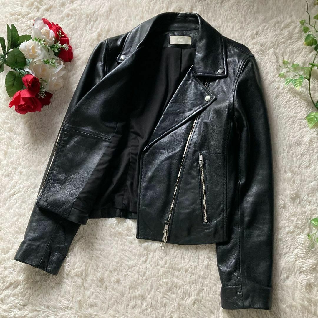 HARE 本革 羊革 レザーWライダースジャケット ブラック HARE 本革 羊革 レザーWライダースジャケット ブラック