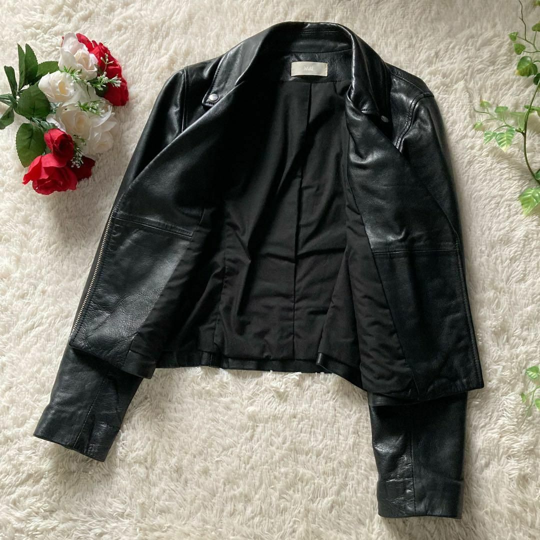 HARE 本革 羊革 レザーWライダースジャケット ブラック HARE 本革 羊革 レザーWライダースジャケット ブラック