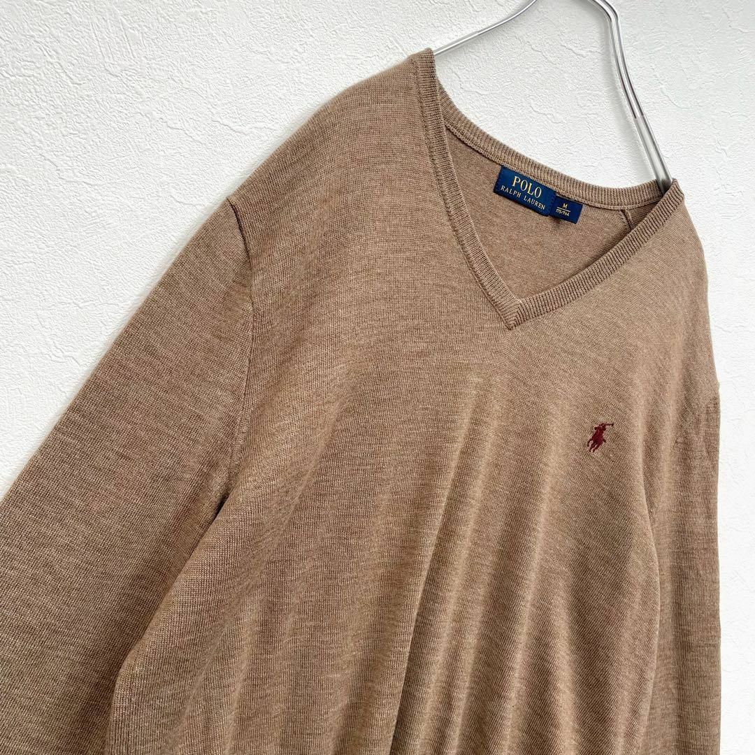 美品 ポロラルフローレン Vネック エンジポニー 刺繍 薄手 美品 ポロラルフローレン Vネック エンジポニー 刺繍 薄手